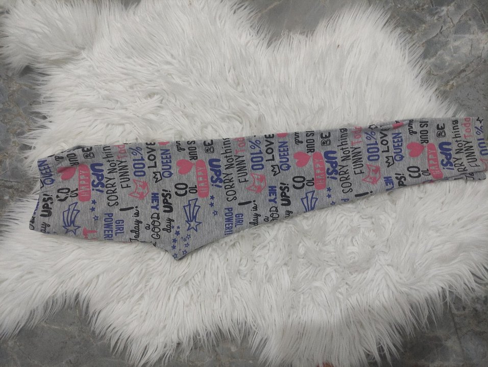 Kız Çocuk Gri Baskılı Tayt - Görsel 4