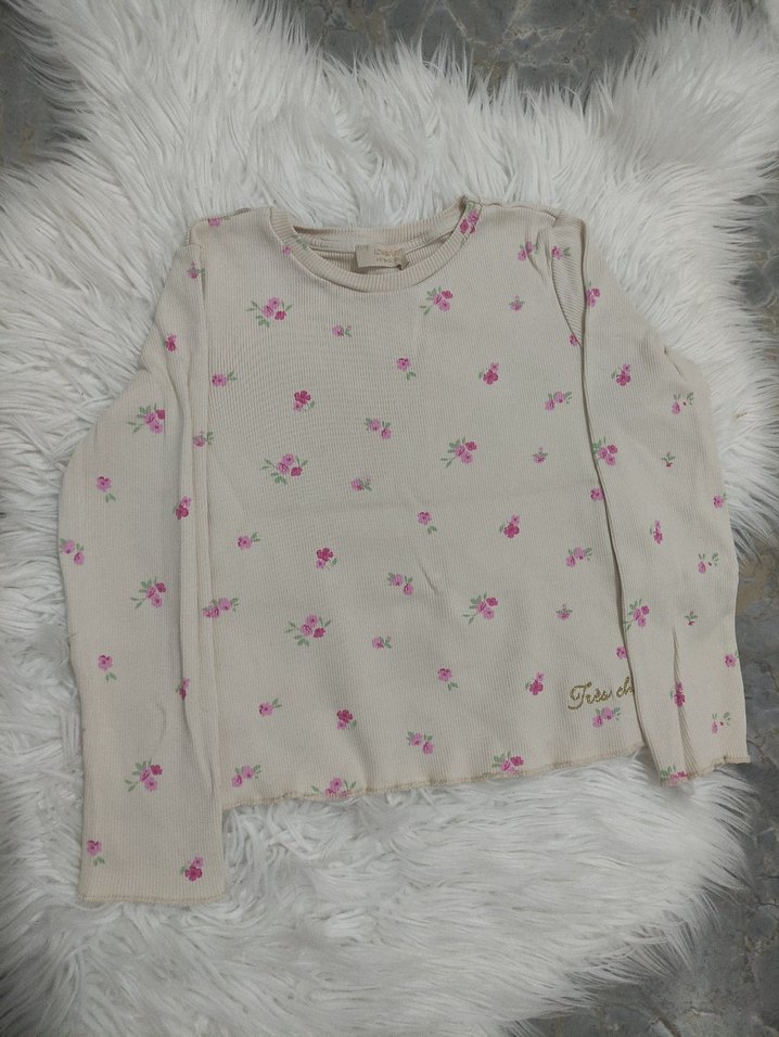 Kız Çocuk Çiçek Desenli Uzun Kollu Bluz - Görsel 2
