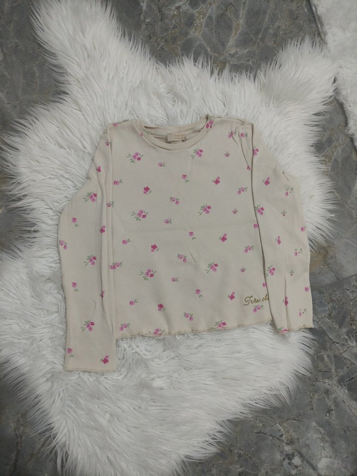 Kız Çocuk Çiçek Desenli Uzun Kollu Bluz - Görsel 3