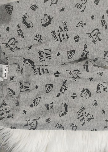 Kız Çocuk Gri pony Desenli Tayt - Görsel 2