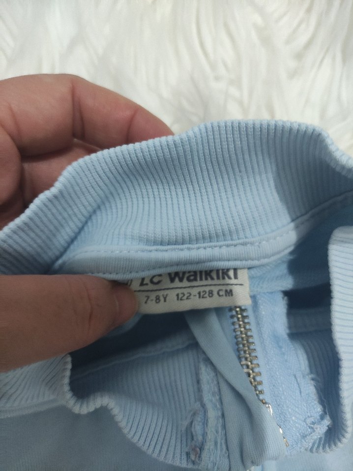 Kadın mavi Yarım Fermuarlı Sweatshirt - Görsel 3