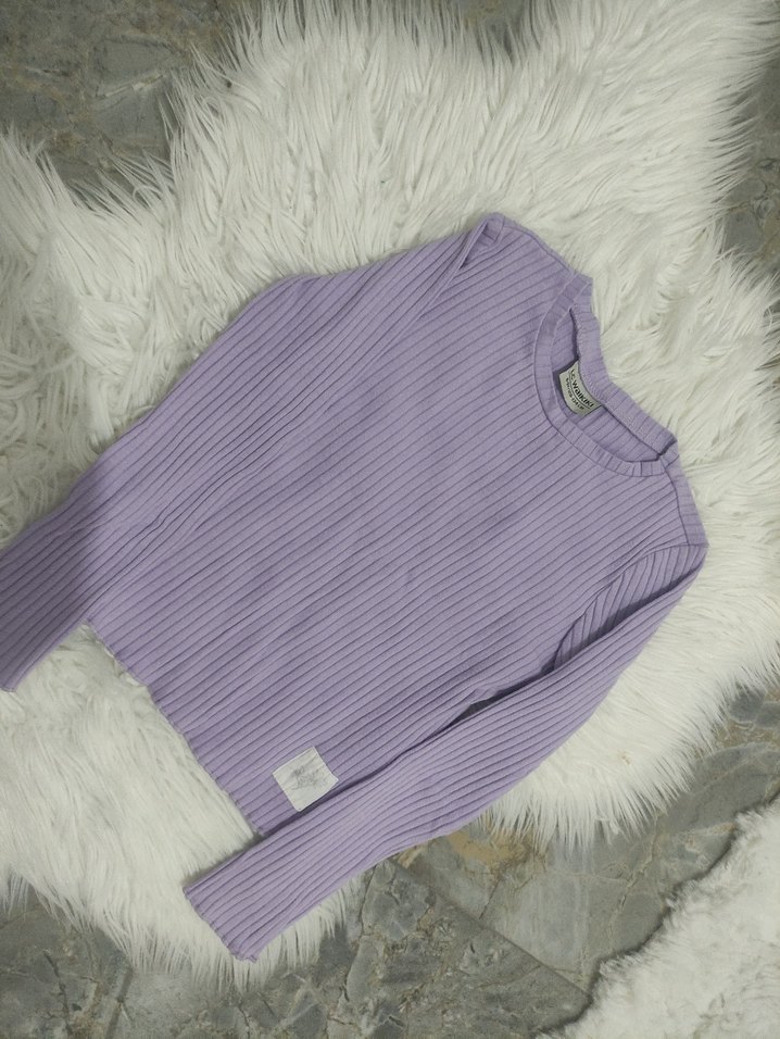 Mor Fitilli Uzun Kollu Kadın Kazak - Görsel 4