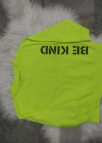 Kız Çocuk Neon Sarı Uzun Kollu Sweatshirt - Görsel 2