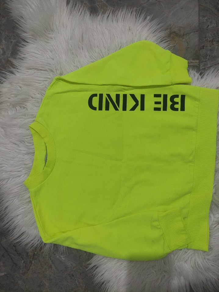 Kız Çocuk Neon Sarı Uzun Kollu Sweatshirt - Görsel 2