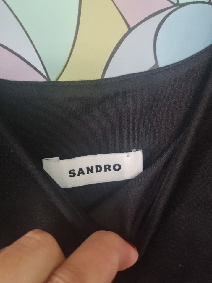 Sandro Siyah Volanlı Mini Elbise - Görsel 2