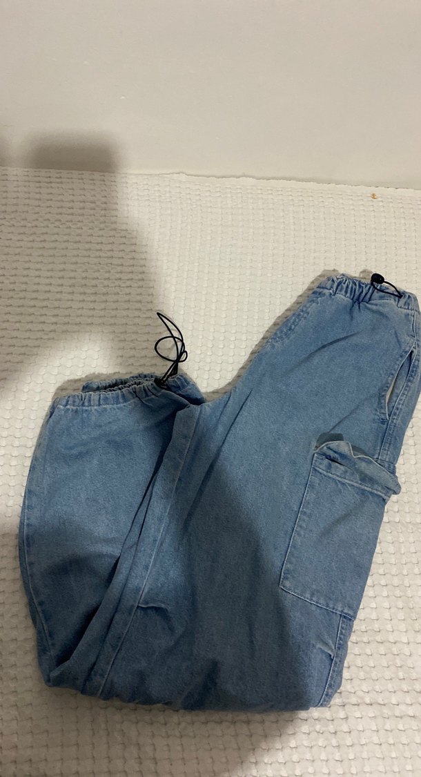 Mavi Beli Lastikli Rahat Kesim Kadın Jean - Görsel 5