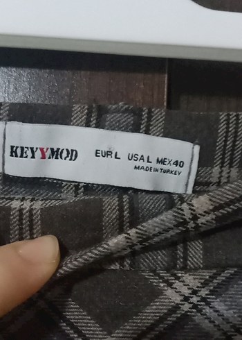 Kahve Gri Ekose Desenli Pilili Uzun Etek - Görsel 4