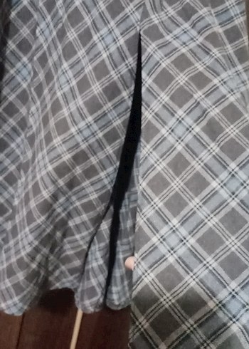 Kahve Gri Ekose Desenli Pilili Uzun Etek - Görsel 3