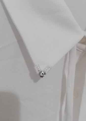 Düğmeli Beyaz  Gömlek - Görsel 5