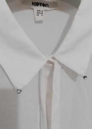 Düğmeli Beyaz  Gömlek - Görsel 4