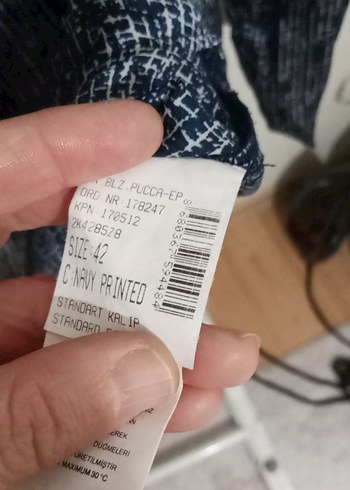 Gri lacivert Desenli Kadın Bluz - Görsel 5