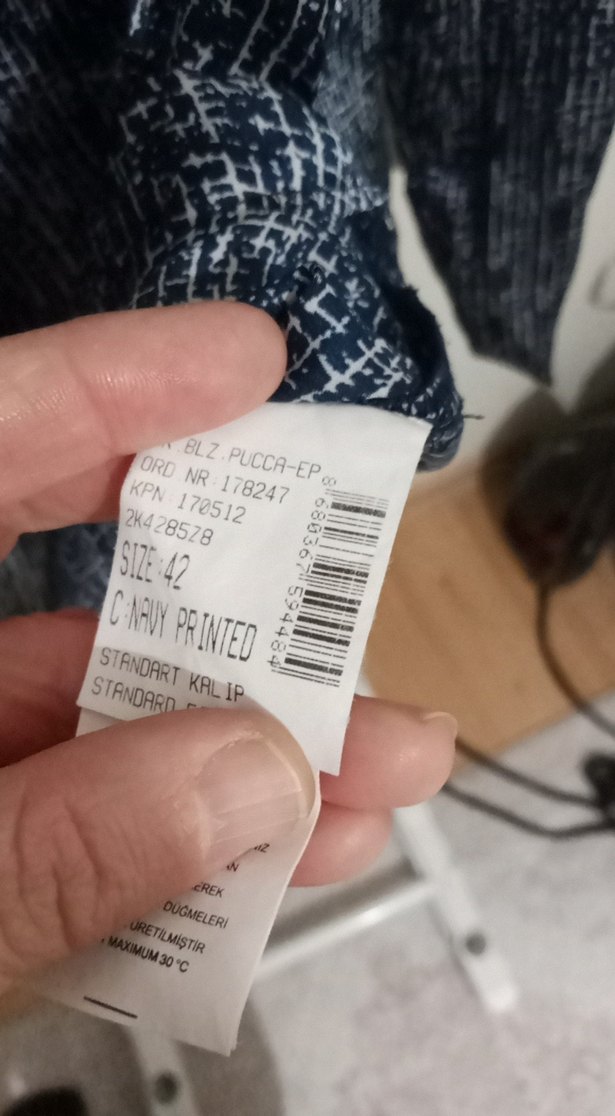 Gri lacivert Desenli Kadın Bluz - Görsel 5