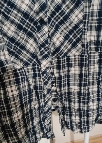 Düğmeli Gri Ekoseli Kadın Gömlek - Görsel 3