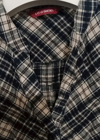 Düğmeli Gri Ekoseli Kadın Gömlek - Görsel 5