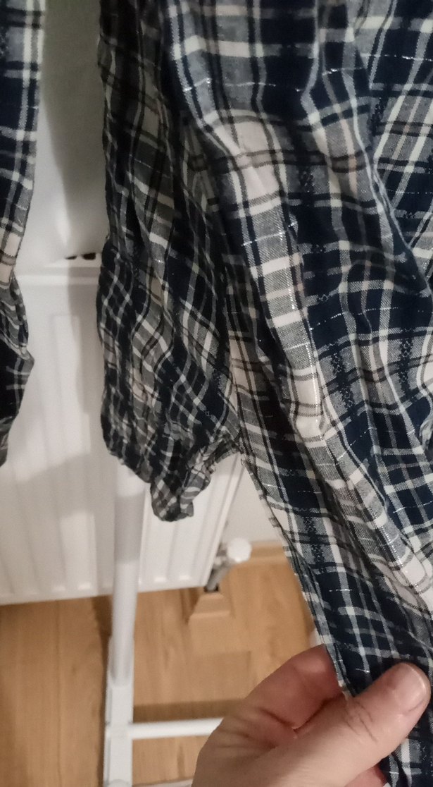 Düğmeli Gri Ekoseli Kadın Gömlek - Görsel 4