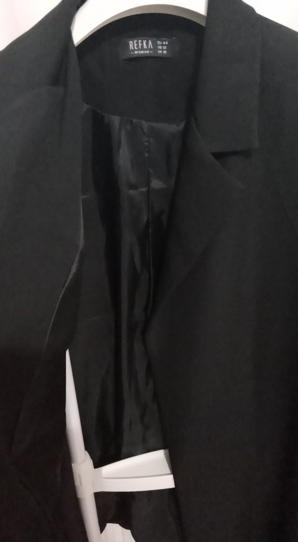 Siyah Düğmesiz Midi Kadın Blazer Ceket - Görsel 3