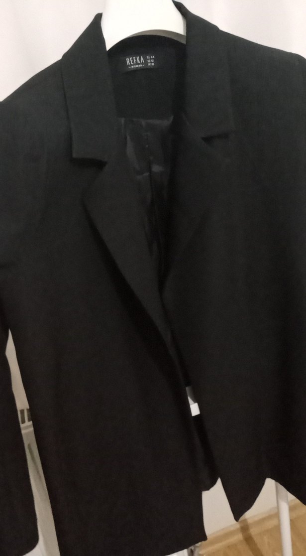 Siyah Düğmesiz Midi Kadın Blazer Ceket - Görsel 4