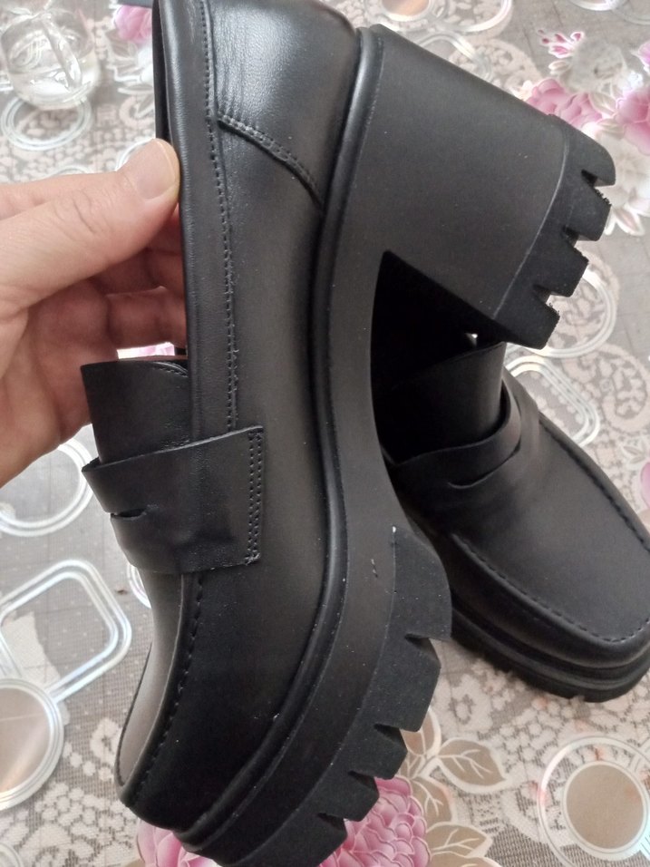 Hakiki Deri Siyah Platform Topuklu Kadın Ayakkabı - Görsel 3