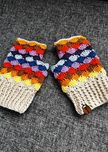 Renkli Bohem Kadın Örgü Eldiven - Görsel 4