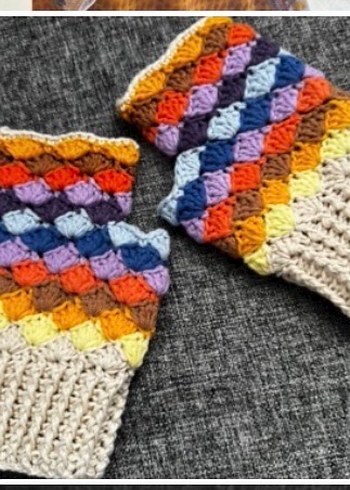 Renkli Bohem Kadın Örgü Eldiven - Görsel 2