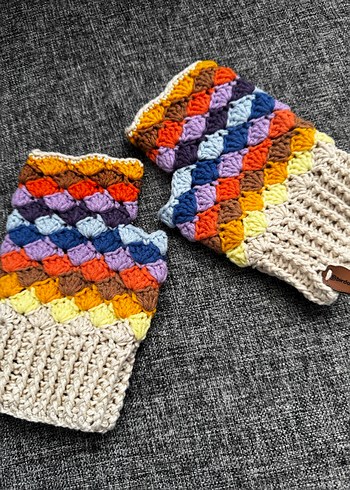 Renkli Bohem Kadın Örgü Eldiven - Görsel 3