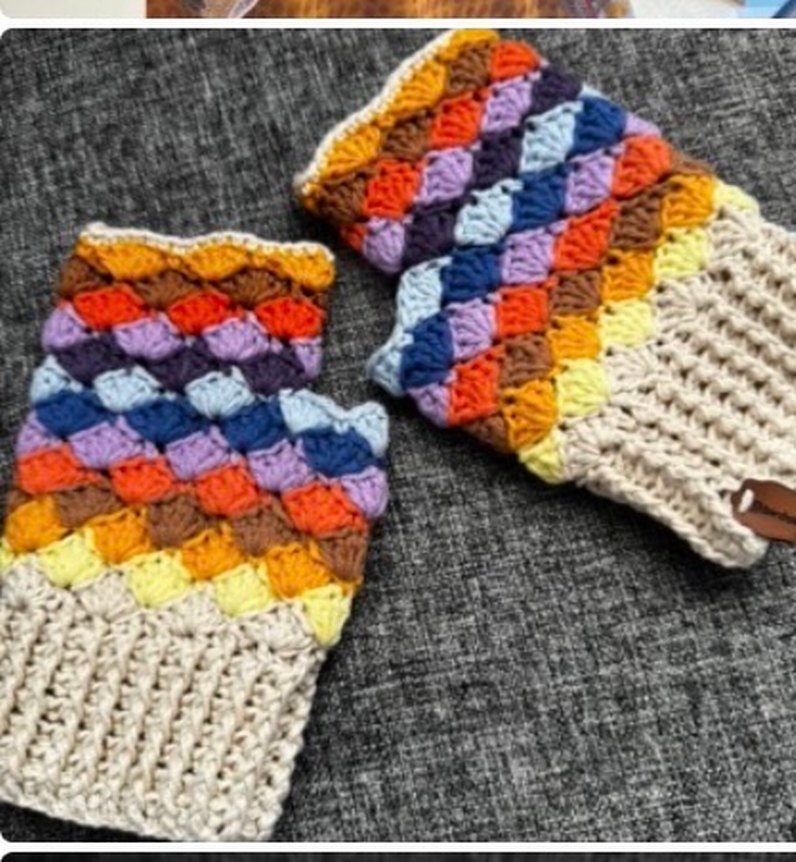 Renkli Bohem Kadın Örgü Eldiven - Görsel 2