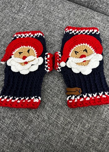 Renkli Örgü Noel Baba Eldivenleri - Görsel 2