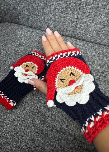 Renkli Örgü Noel Baba Eldivenleri - Görsel 3