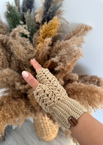 Bej Örgü Eldiven - Görsel 2