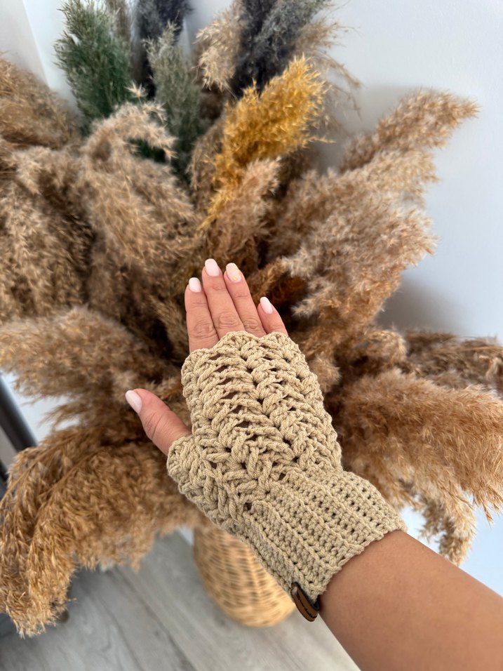 Bej Örgü Eldiven - Görsel 3