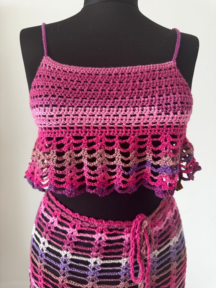 Çok Renkli Bohem Örgü Mini Plaj Elbise - Görsel 4