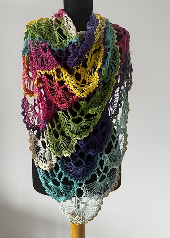 Renkli Dantel Detaylı Bohem Kadın Şal - Görsel 2