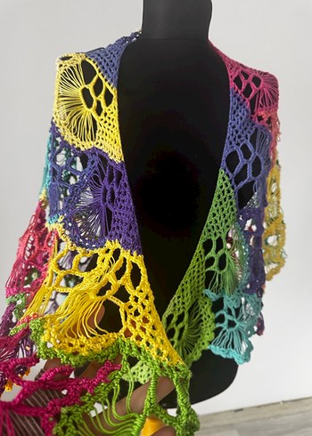 Renkli Dantel Detaylı Bohem Kadın Şal - Görsel 7