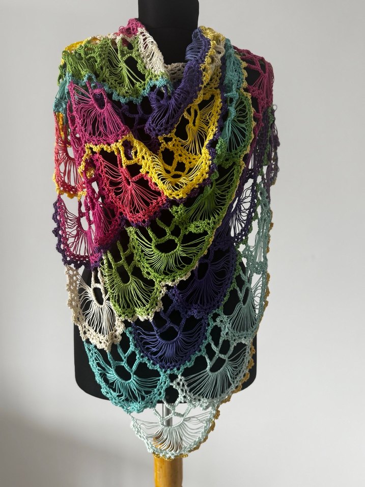 Renkli Dantel Detaylı Bohem Kadın Şal - Görsel 2