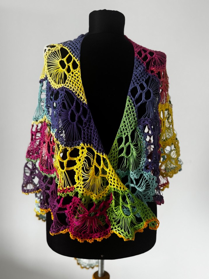 Renkli Dantel Detaylı Bohem Kadın Şal - Görsel 5