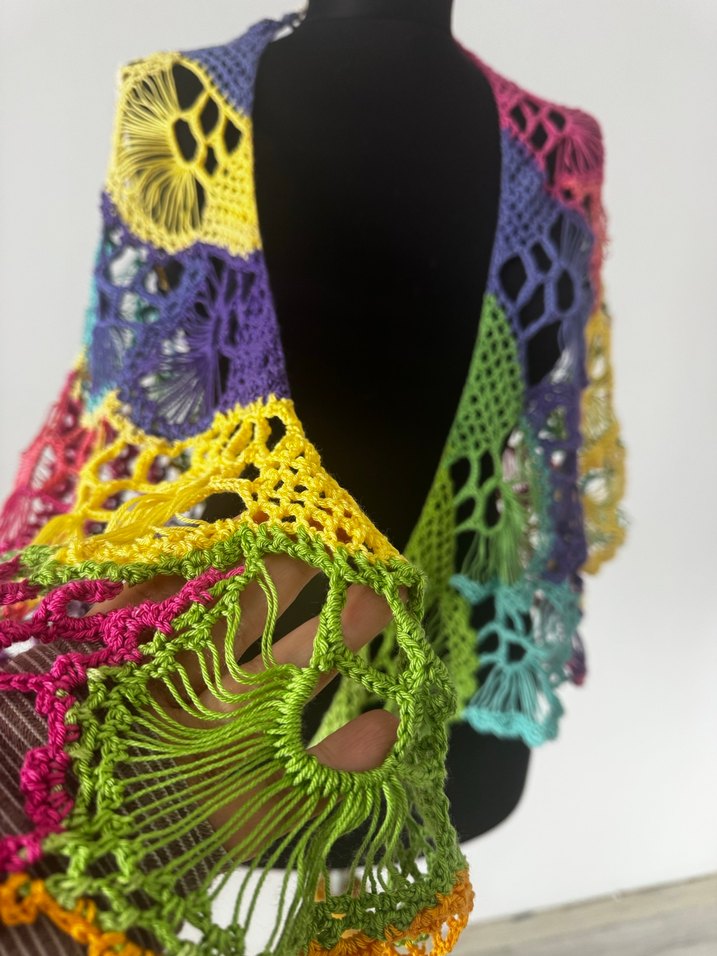 Renkli Dantel Detaylı Bohem Kadın Şal - Görsel 4