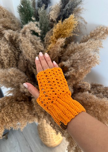 Bohem Tarz Renkli Örgü Kadın Bal Kabağo Eldiven - Görsel 3