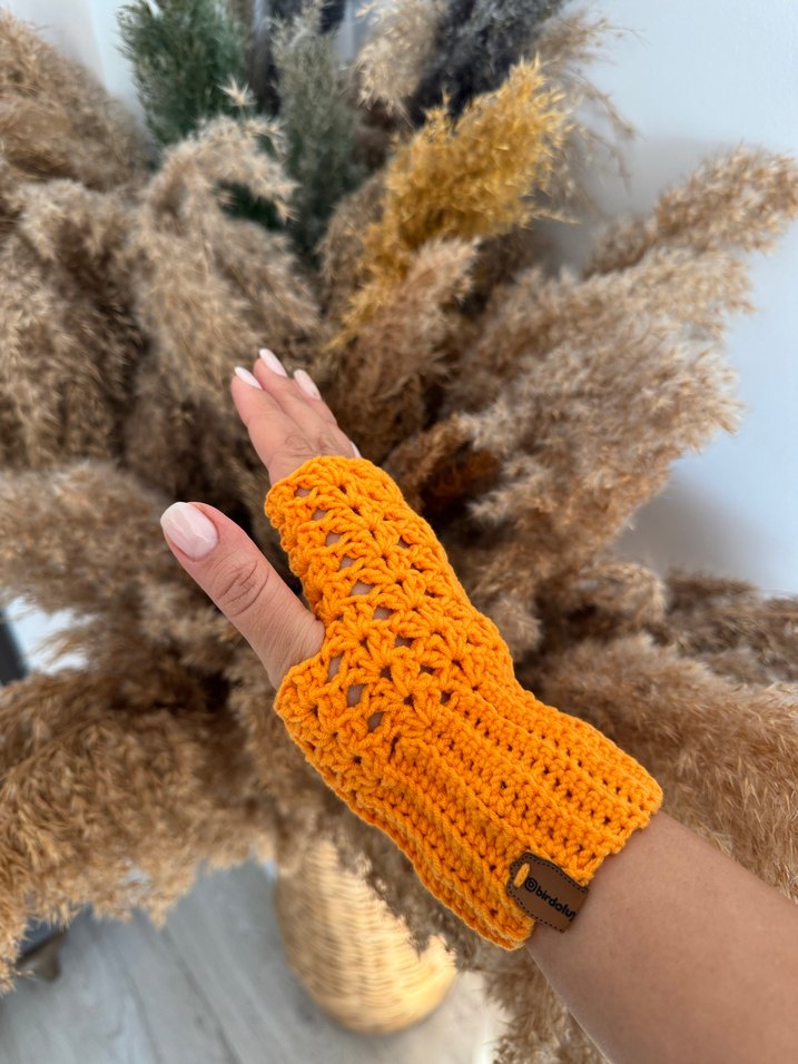 Bohem Tarz Renkli Örgü Kadın Bal Kabağo Eldiven - Görsel 2