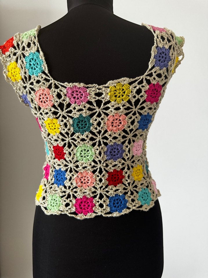 Çiçek Desenli Örgü Bohem Kadın Bluz - Görsel 3