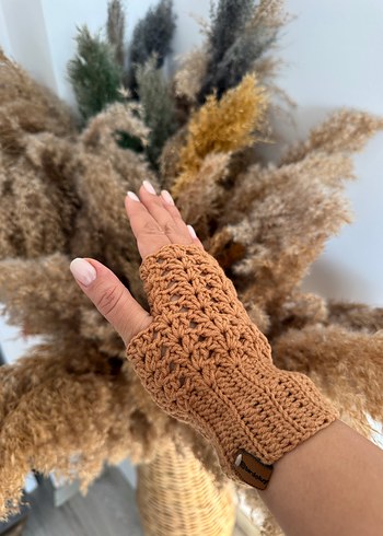 Bej Örgü Bohem Kadın Eldiveni - Görsel 2