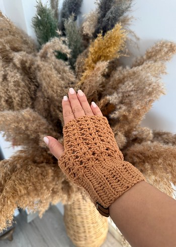 Bej Örgü Bohem Kadın Eldiveni - Görsel 3