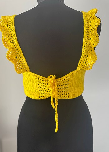 Sarı Fırfırlı Bohem Örgü Büstiyer - Görsel 2