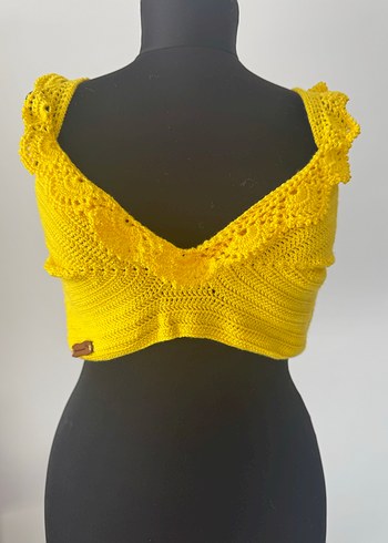 Sarı Fırfırlı Bohem Örgü Büstiyer - Görsel 4