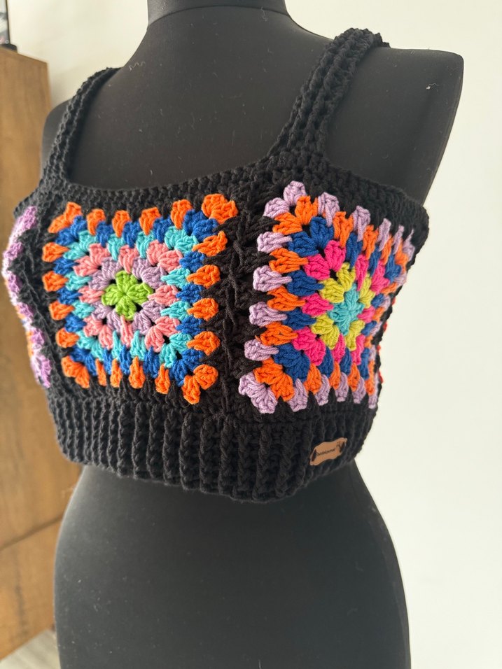 Renkli Desenli Örgü Mini Bohem Kadın Büstiyer - Görsel 4