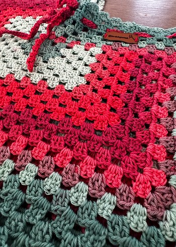 Renkli Bohem Örgü Kadın Şort - Görsel 3