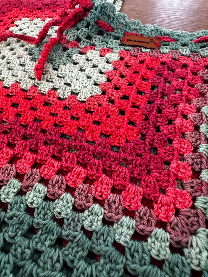 Renkli Bohem Örgü Kadın Şort - Görsel 3