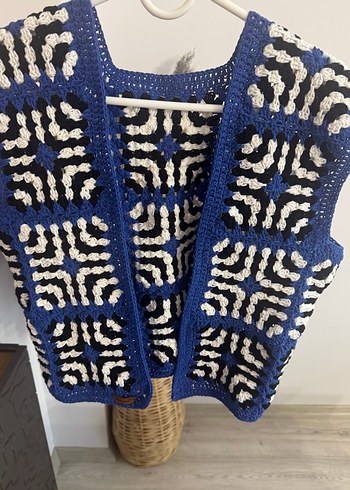 Kadın Mavi V Yaka Örgü Kolsuz Yelek - Görsel 5