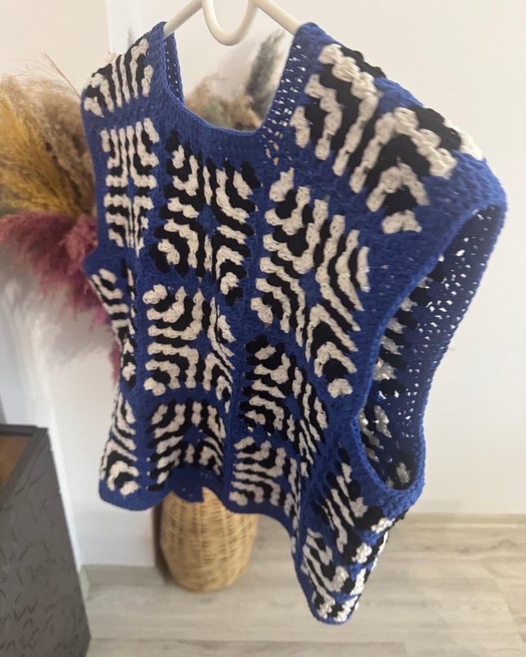 Kadın Mavi V Yaka Örgü Kolsuz Yelek - Görsel 4