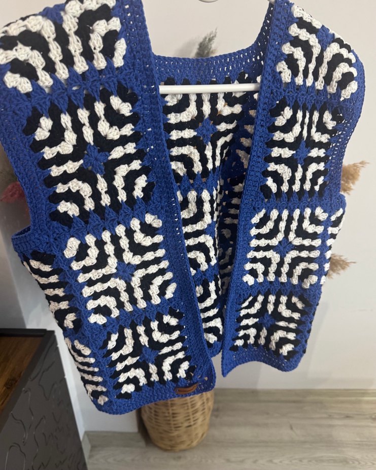 Kadın Mavi V Yaka Örgü Kolsuz Yelek - Görsel 2