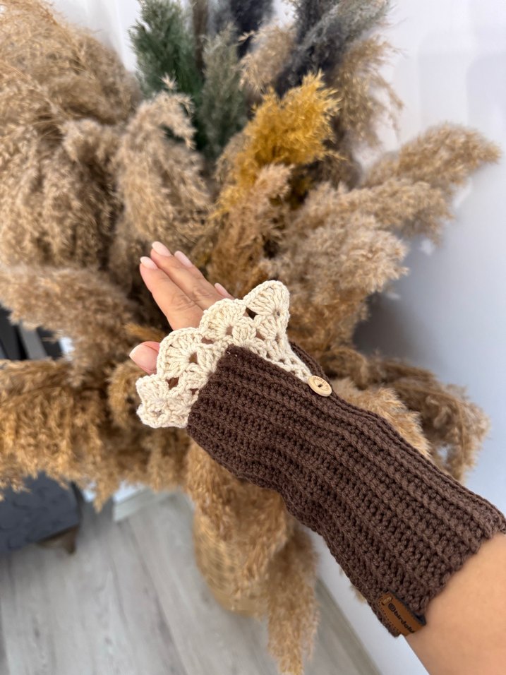 Dantel Detaylı Bohem Kadın Örgü Eldiven - Görsel 3